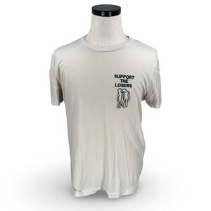 Diesel Support The Losers T-Shirt Mens XL Off-white Cotton Short Sleeve Pullover